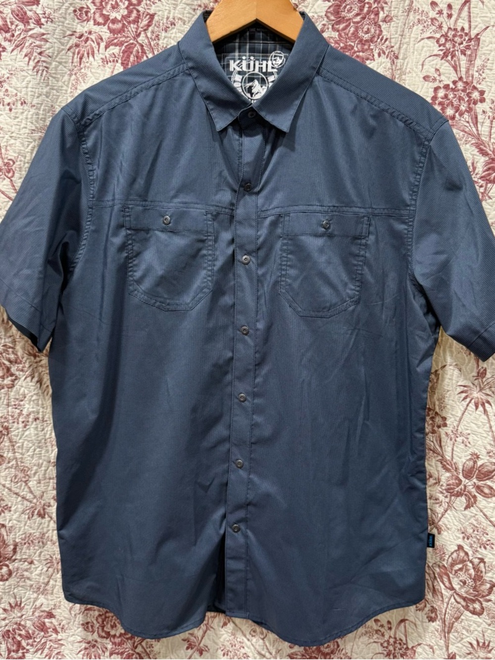 Kuhl Mountain Grown Button Up Shirt Blue Short Sleeve Men’s L